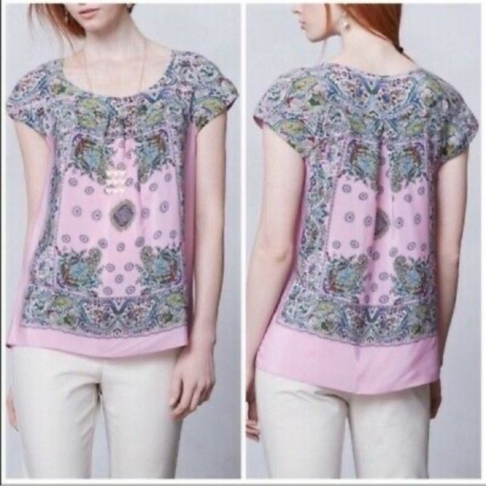Anthropologie Moulinette Soeurs 100% Silk Paisley Blouse